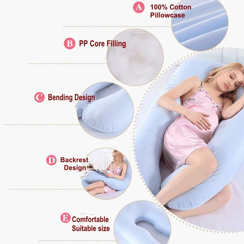 Full-Body Pregnancy Pillow –  Fun Rabbit Print 130x70cm Maternity Support for Sleeping, Nursing & Breastfeeding