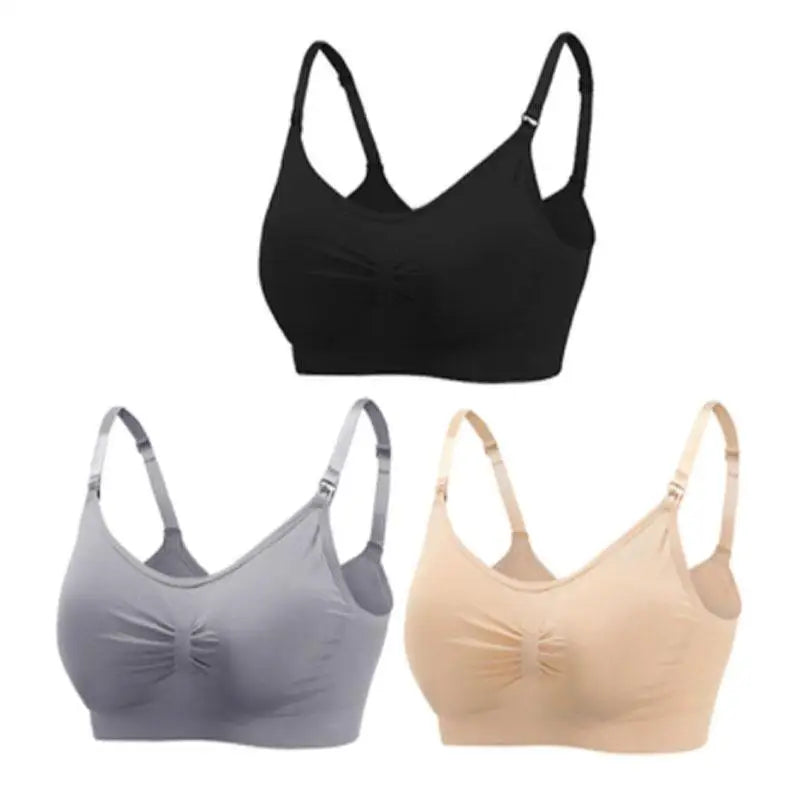 3-Piece Set Seamless Maternity & Nursing Bras – Soft, Breathable & Supportive