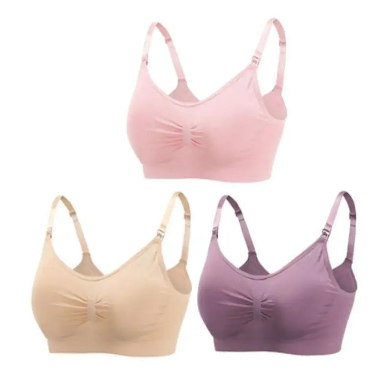 3-Piece Set Seamless Maternity & Nursing Bras – Soft, Breathable & Supportive