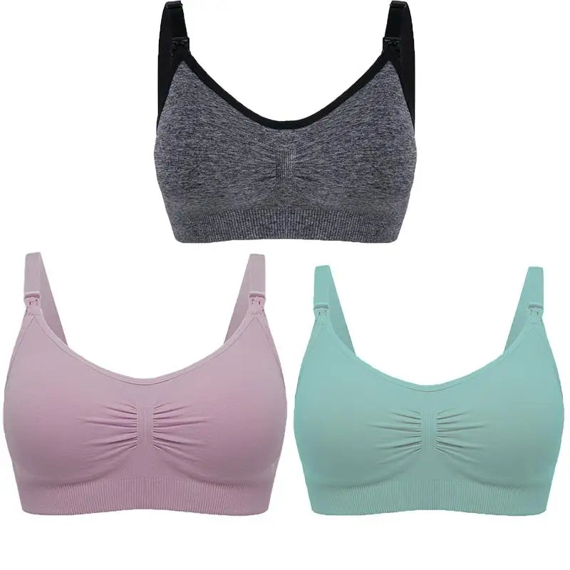 3-Piece Set Seamless Maternity & Nursing Bras – Soft, Breathable & Supportive