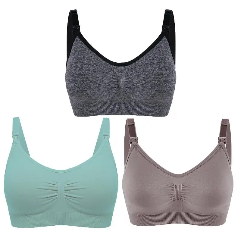 3-Piece Set Seamless Maternity & Nursing Bras – Soft, Breathable & Supportive