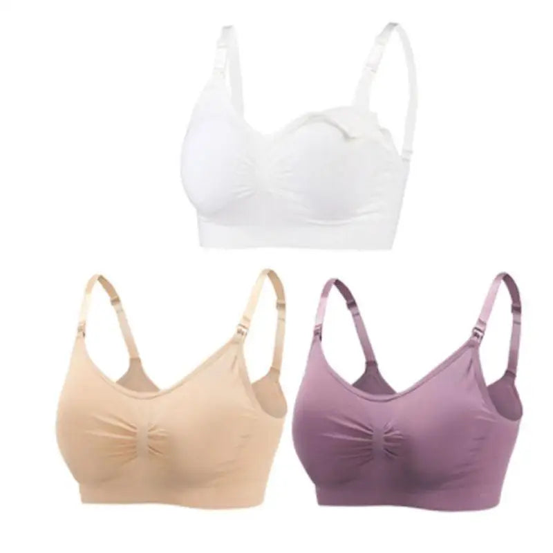 3-Piece Set Seamless Maternity & Nursing Bras – Soft, Breathable & Supportive