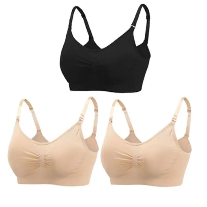 3-Piece Set Seamless Maternity & Nursing Bras – Soft, Breathable & Supportive