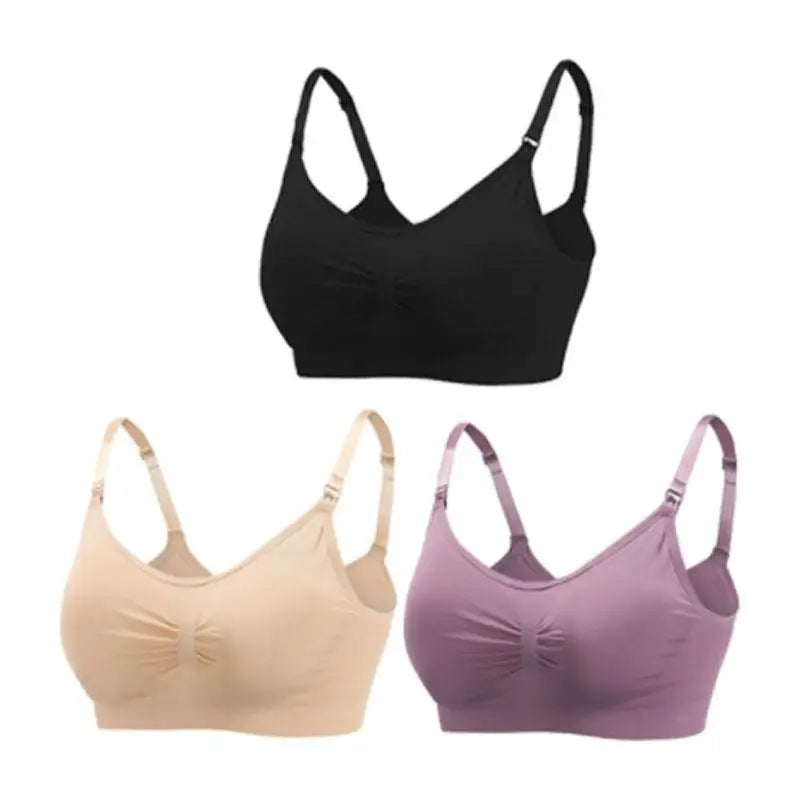 3-Piece Set Seamless Maternity & Nursing Bras – Soft, Breathable & Supportive