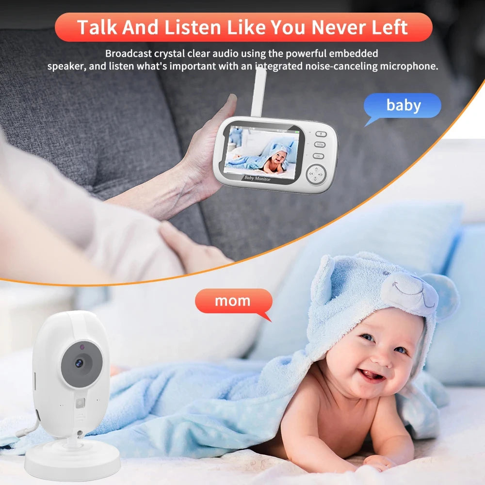 3.5-Inch Wireless Video Baby Monitor – Night Vision & Two-Way Audio