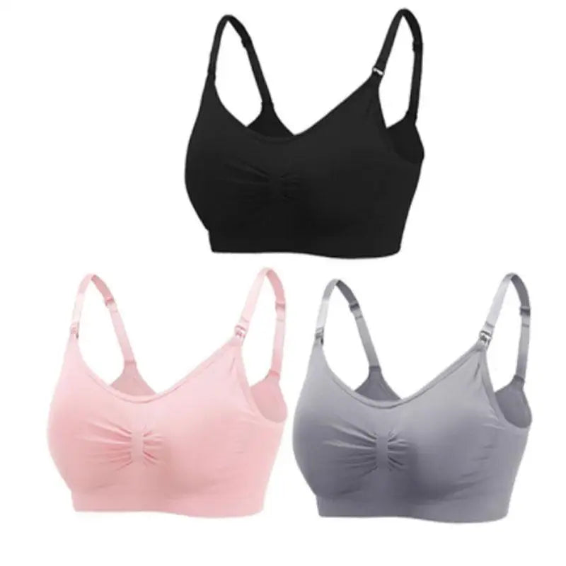 3-Piece Set Seamless Maternity & Nursing Bras – Soft, Breathable & Supportive