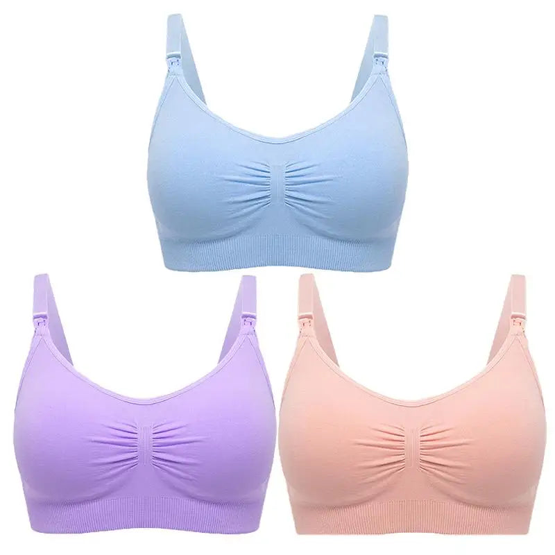 3-Piece Set Seamless Maternity & Nursing Bras – Soft, Breathable & Supportive