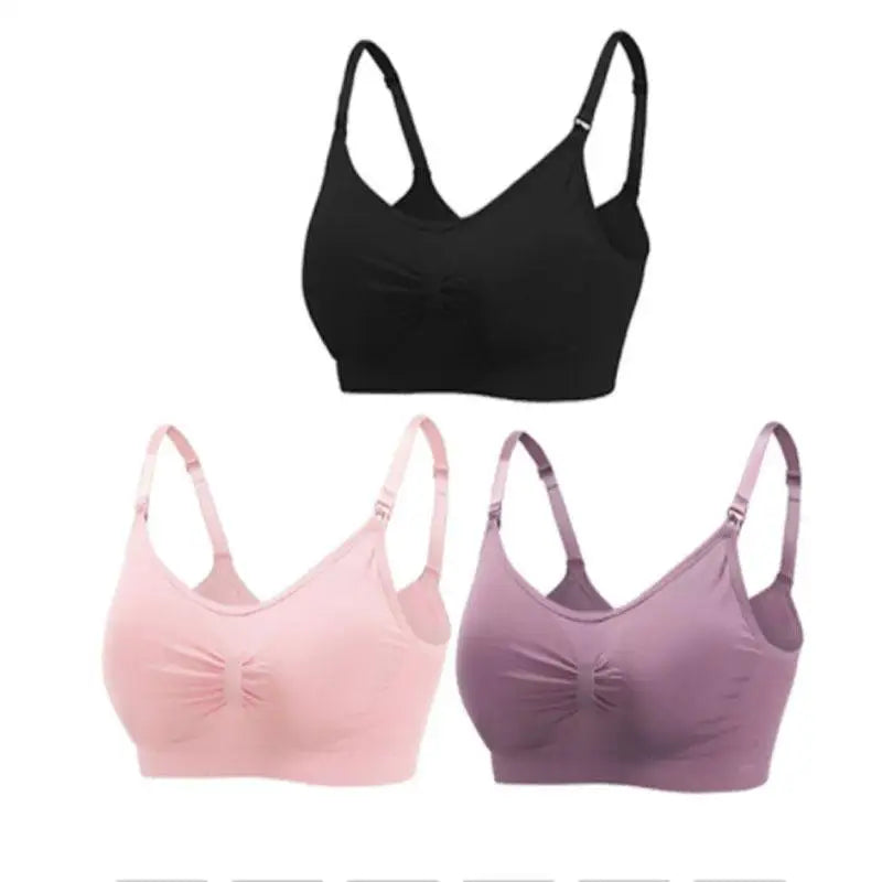 3-Piece Set Seamless Maternity & Nursing Bras – Soft, Breathable & Supportive