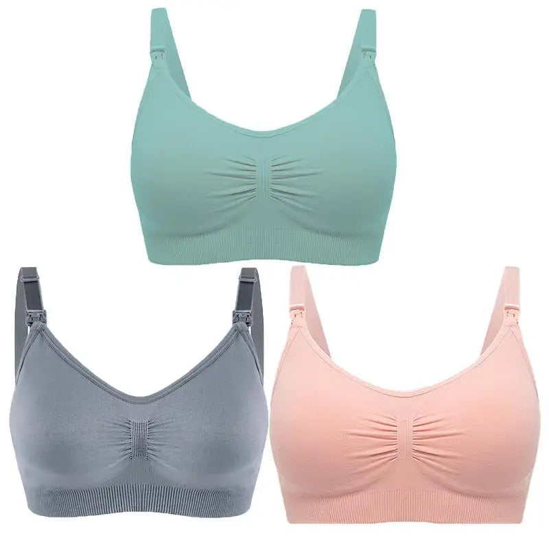 3-Piece Set Seamless Maternity & Nursing Bras – Soft, Breathable & Supportive