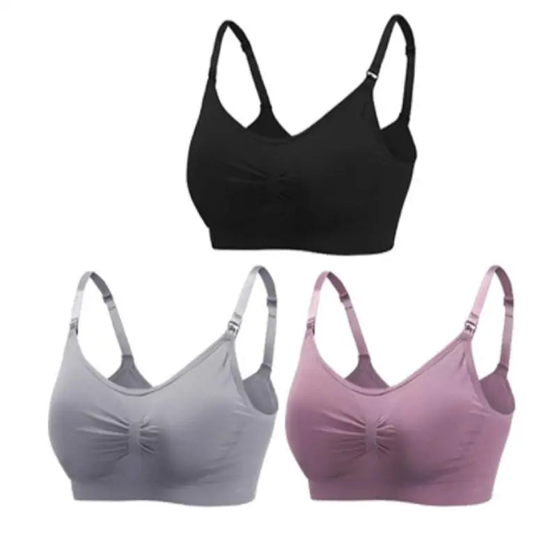 3-Piece Set Seamless Maternity & Nursing Bras – Soft, Breathable & Supportive