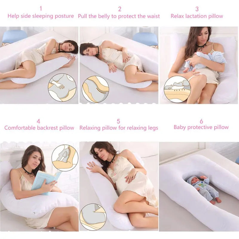 Full-Body Pregnancy Pillow –  Fun Rabbit Print 130x70cm Maternity Support for Sleeping, Nursing & Breastfeeding